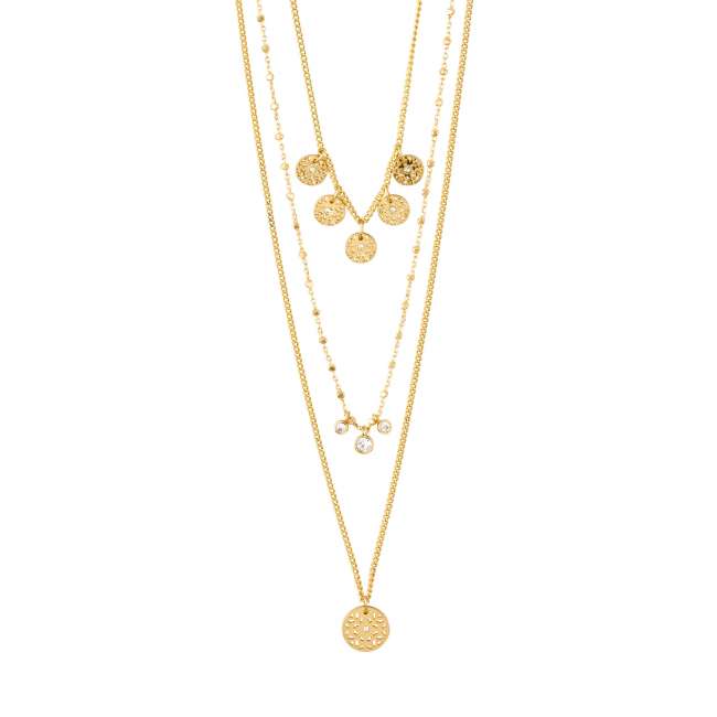 Priser på Pilgrim CAROL layered halskæde, 3-i-1 guldbelagt