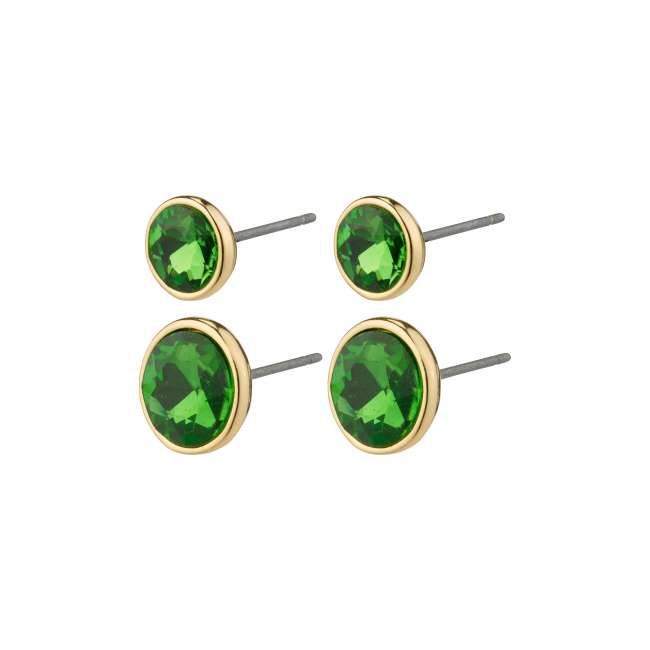 Priser på Pilgrim CALLIE recycled krystal øreringe grøn/guldbelagt
