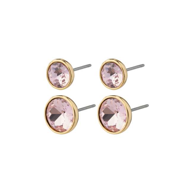 Priser på Pilgrim CALLIE recycled krystal øreringe rosa/guldbelagt