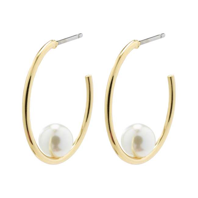 Priser på Pilgrim ELINE recycled perle hoop øreringe guldbelagt