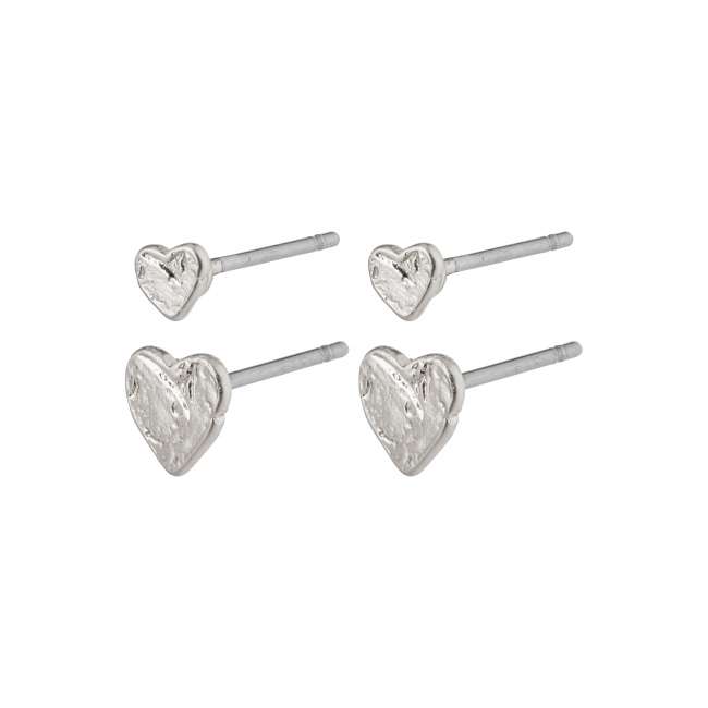 Priser på Pilgrim SOPHIA recycled små hjerte øreringe sølvbelagt