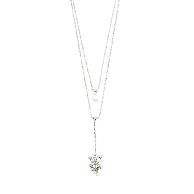 Priser på Pilgrim JOLENE recycled krystal & perle halskæde sølvbelagt