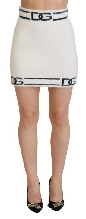 Priser på Dolce & Gabbana Hvid DG Logo Mini Nederdel