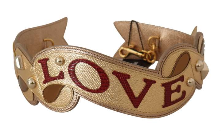 Priser på Dolce & Gabbana Guld Læder LOVE Skulder Taske Rem