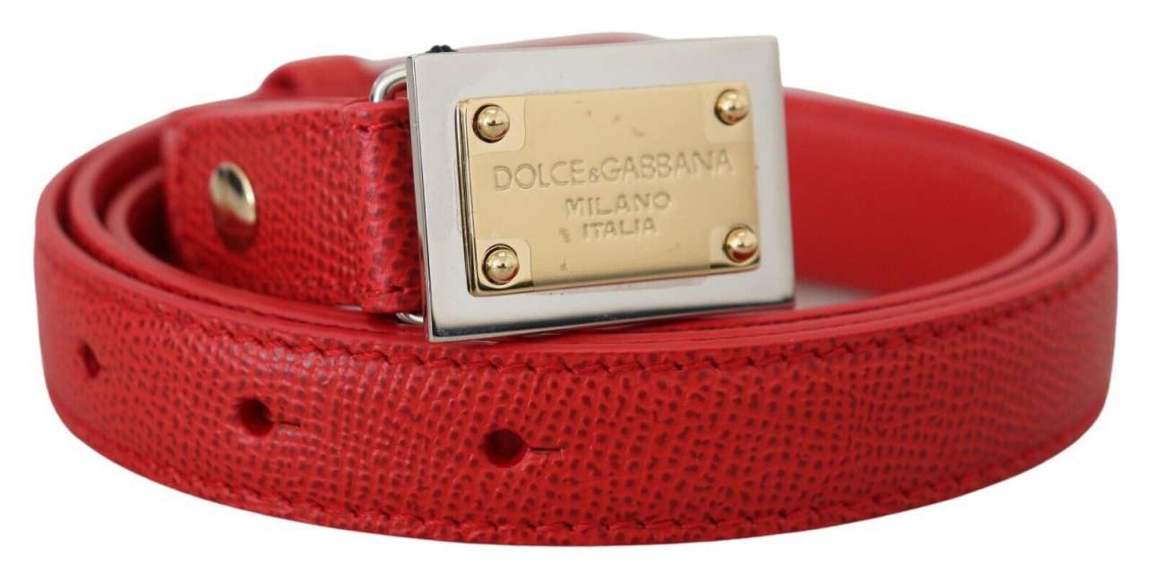 Priser på Dolce & Gabbana Rød Læder Guld Metal Spænde Bælte