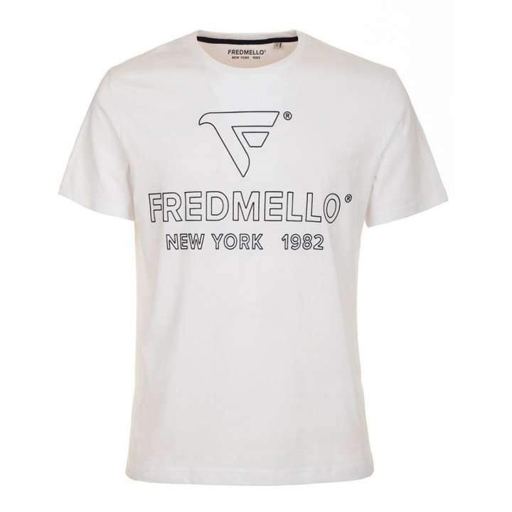 Priser på Fred Mello Hvid Bomuld T-Shirt