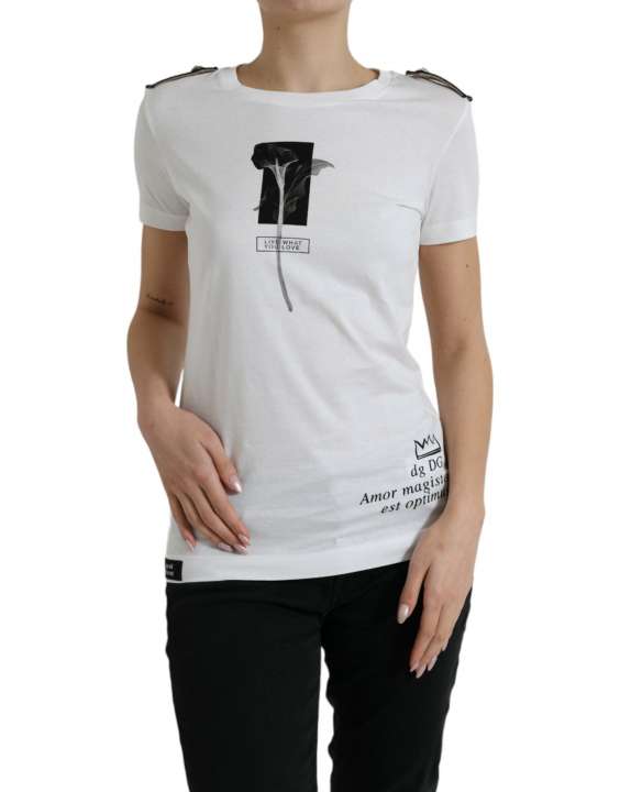 Priser på Dolce & Gabbana Hvid Sort Bomuld T-shirt