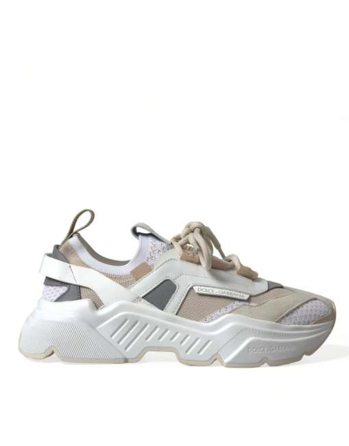 Priser på Dolce & Gabbana Beige Hvid Daymaster Læder Sneakers Shoes