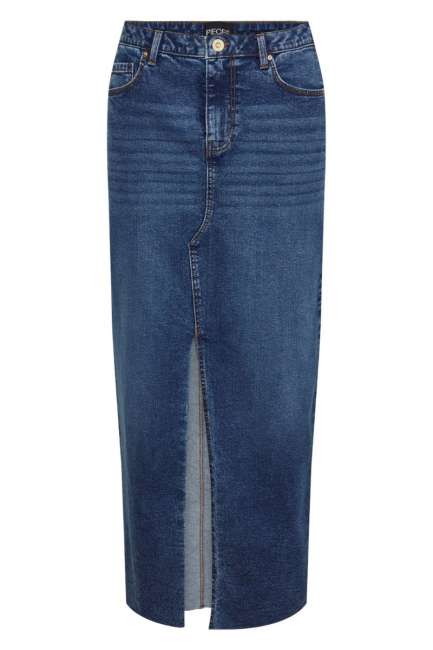 Priser på Pieces - Nederdel - PC Jessie HW Ankle Denim Skirt - Medium Blue Denim