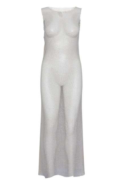 Priser på Pieces - Kjole - PC Paige SL Long Rhinestone Dress - Cloud Cream