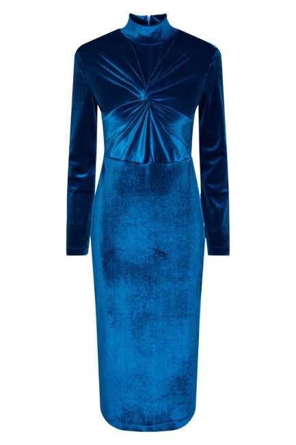 Priser på Y.A.S - Kjole - YAS Novella High Neck LS Midi Dress - Mykonos Blue