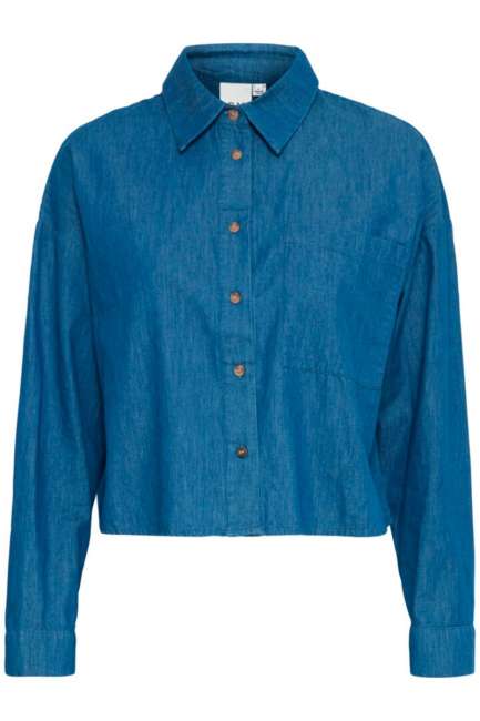 Priser på Ichi - Skjorte - IX Krista SH - Washed Blue Denim