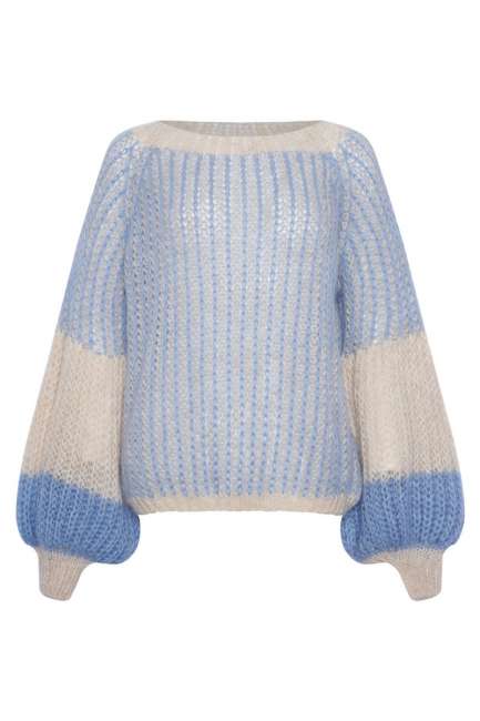 Priser på Noella - Strik - Liana Knit Sweater - Dusty Blue Cream