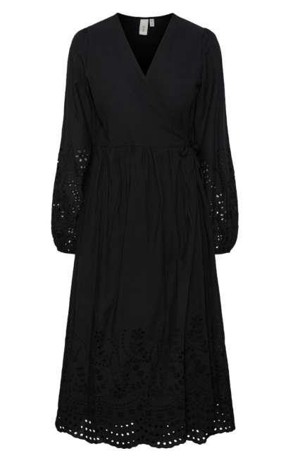Priser på Y.A.S - Kjole - Yas Luma LS Long Wrap Dress S. Noss - Black