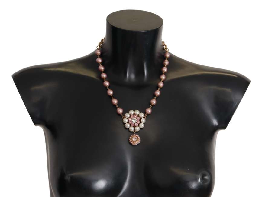Priser på Dolce & Gabbana Guld Brass Krystal Pink Faux Pearl Pendants Necklace