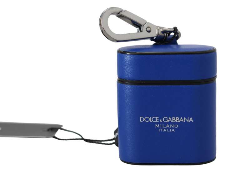 Priser på Dolce & Gabbana Blå Læder Sølv Metal Logo Airpods Case