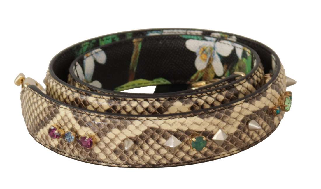 Priser på Dolce & Gabbana Beige Exotic Læder Krystals Reversible Skulder Strap