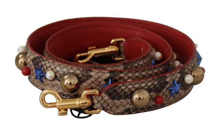 Priser på Dolce & Gabbana Brun Python Læder Studded Skulder Strap