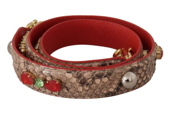 Priser på Dolce & Gabbana Brun Python Læder Krystals Skulder Strap