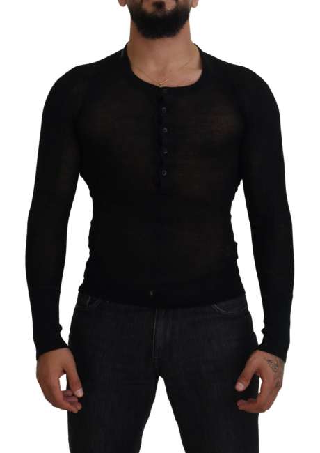 Priser på Dolce & Gabbana Sort Cashmere Button Pullover Sweater