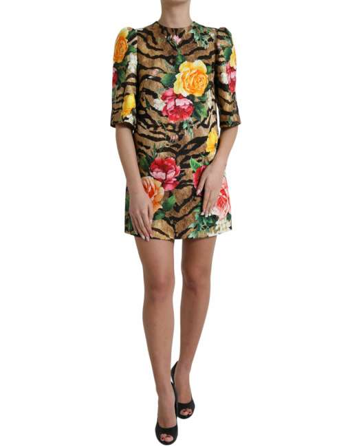 Priser på Dolce & Gabbana Multifarve Tiger Floral Print Shift Mini Kjole