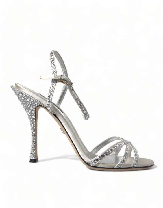 Priser på Dolce & Gabbana Sølv Krystal Ankle Rem Sandaler