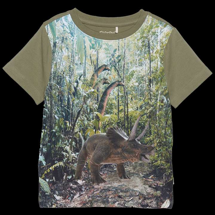 Priser på Minymo Drenge T-shirt - Deep Lichen Green - 116