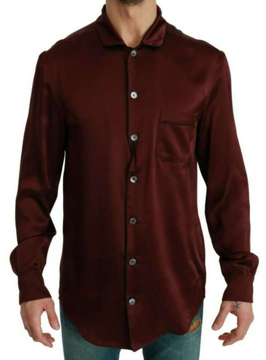 Priser på Dolce & Gabbana Bordeaux Silke Pajama-Inspired Shirt
