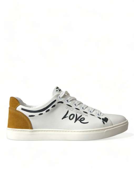 Priser på Dolce & Gabbana Hvid Læder LOVE Milano Men Sneakers Shoes