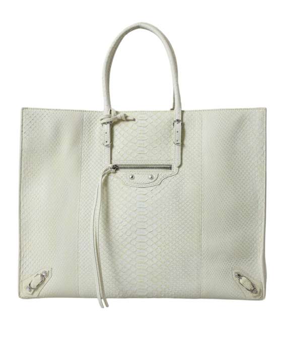 Priser på Balenciaga Chic Python Hvid & Gul Læder Håndtaske