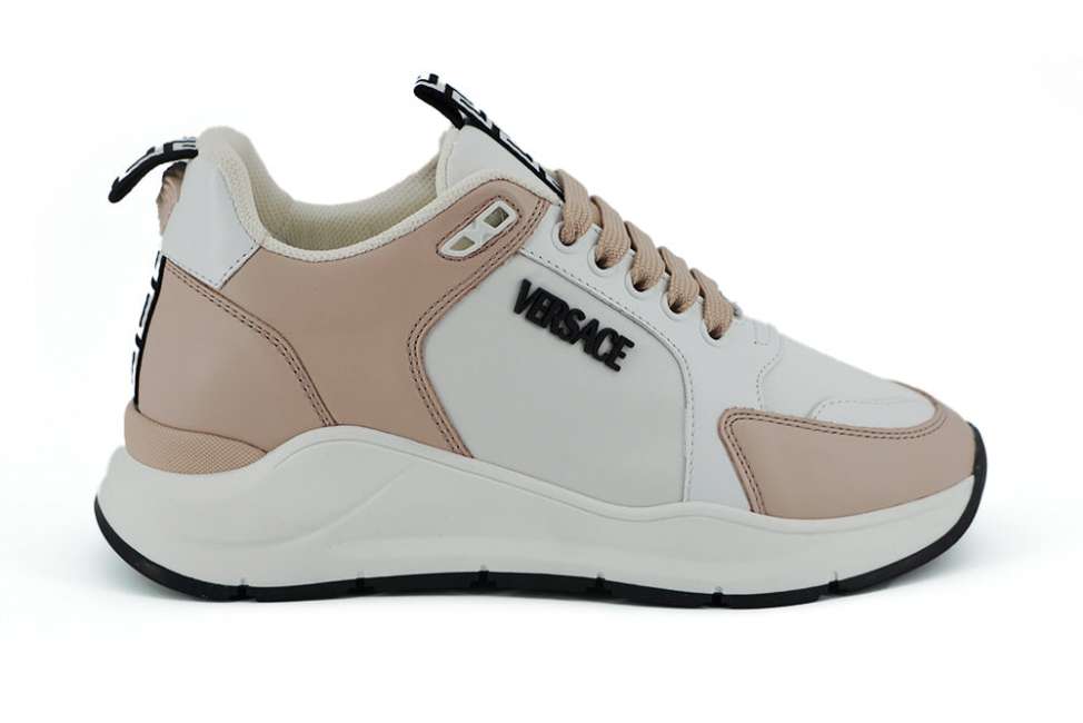 Priser på Versace Pink/Hvid Læder Sneakers