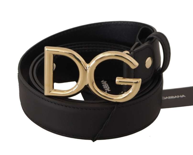 Priser på Dolce & Gabbana Sort Læder Guld Metal Buckle Bælte