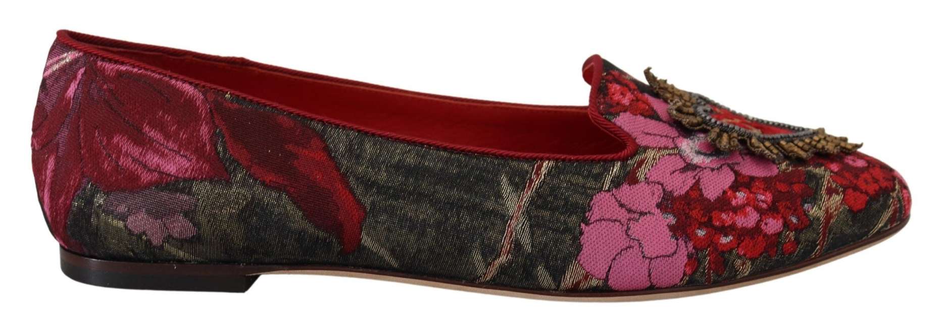 Priser på Dolce & Gabbana Multifarver Jacquard Sacred Heart Patch Slip On Shoes
