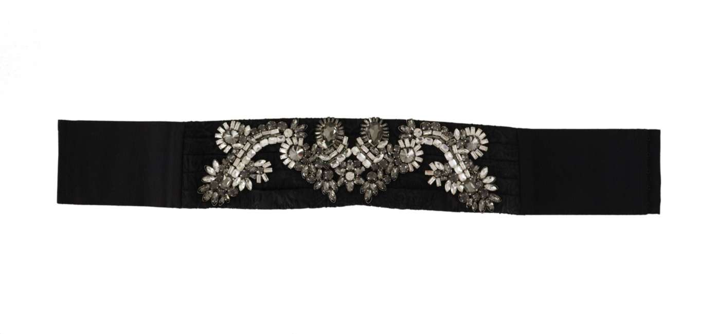 Priser på Dolce & Gabbana Sort Silke Brass Krystal Embellished Waist Bælte