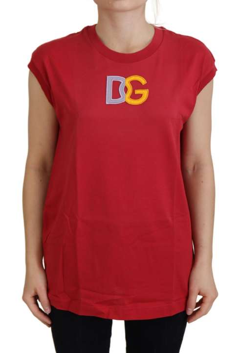 Priser på Dolce & Gabbana Rød Bomuld DG Logo T-shirt