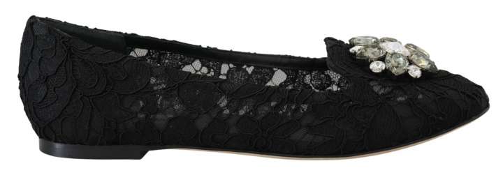 Priser på Dolce & Gabbana Sort Krystals Flade Loafers Sko