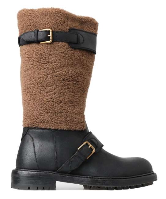 Priser på Dolce & Gabbana Sort Brun Læder Støvler