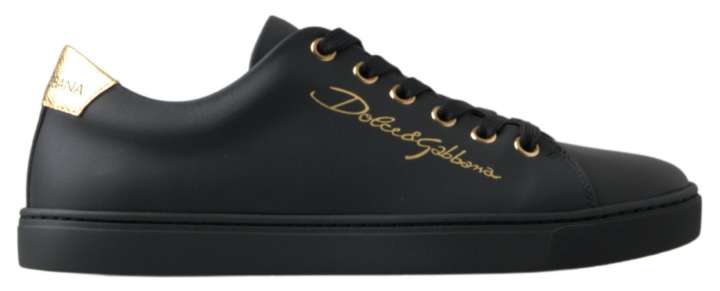 Priser på Dolce & Gabbana Sort Guld Læder Classic Sneakers