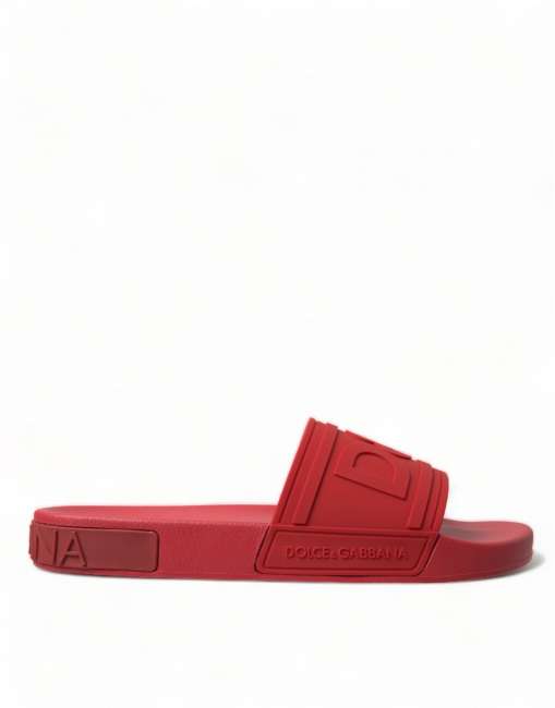 Priser på Dolce & Gabbana Rød Gummi Slides Flip-Flops