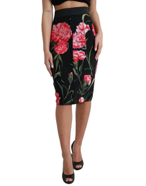Priser på Dolce & Gabbana Sort Carnation Pencil Cut Knee Length Skirt