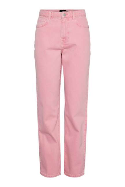 Priser på Pieces - Bukser - PC Fria HW Straight Denim Pants - Candy Pink Washed