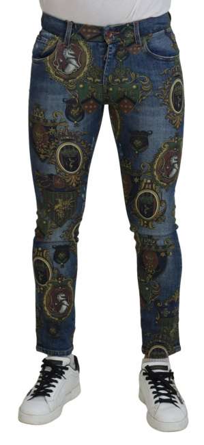 Priser på Dolce & Gabbana Blå Slim Fit Bomuld Bukser & Jeans