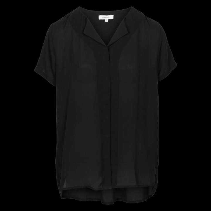 Priser på Steenholt Clara Dame Kortærmet bluse Plus Size - Jet Black - 54