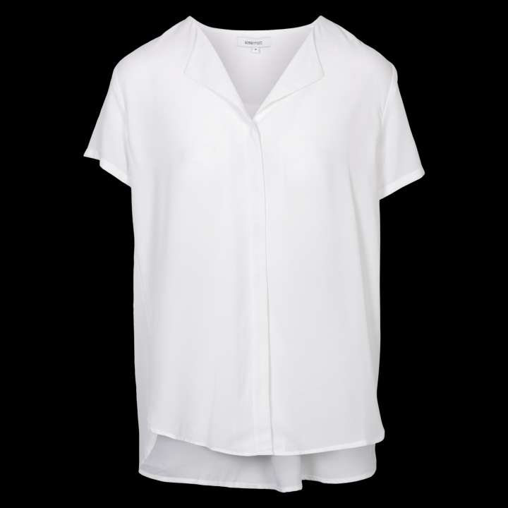 Priser på Steenholt Clara Dame Kortærmet bluse Plus Size - Bright White - 50