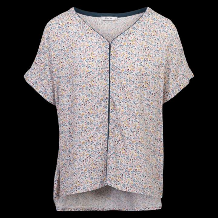 Priser på ChaCha Dame Bluse - Offwhite/Flower - 2XL
