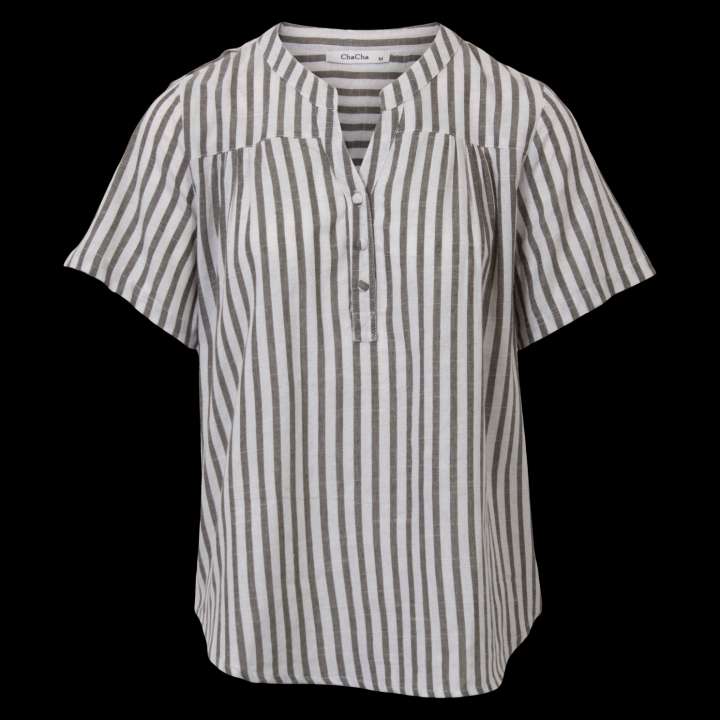 Priser på ZbyZ Dame T-shirt i hørmix Plus Size - Khaki - 46/48