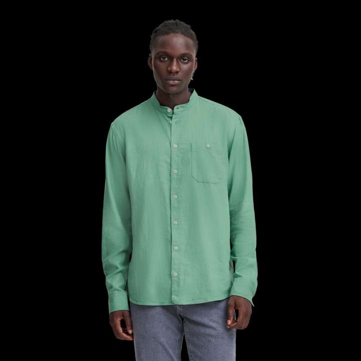 Priser på Blend Bobby Herre Skjorte i hørmix - Malachite Green - M