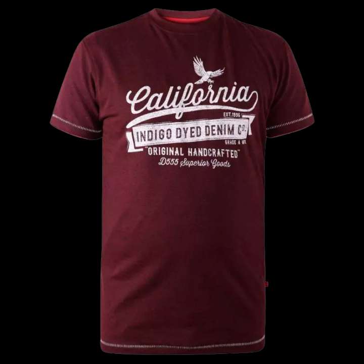 Priser på D5555 Herre T-shirt Plus Size - Burgundy/Black Twist - 3XL