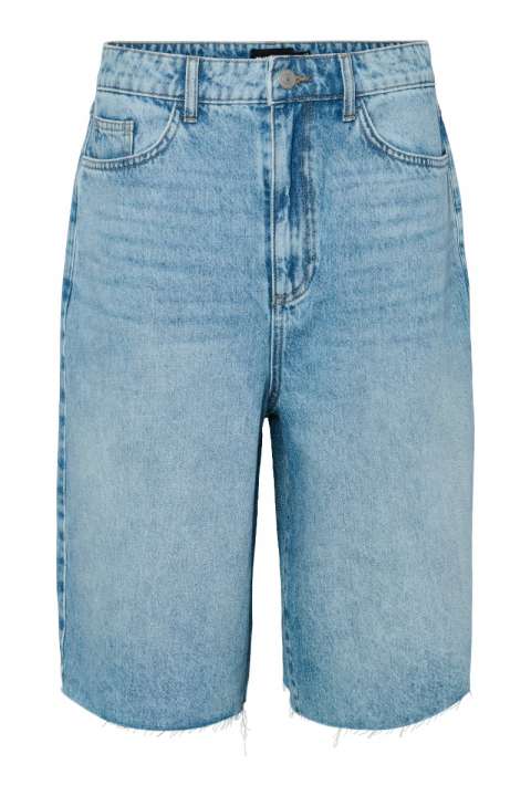 Priser på Pieces - Shorts - Tasha Mw Baggy Denim Shorts - Light Blue Denim