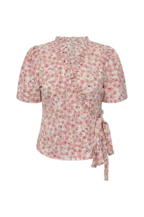 Priser på A-View - Bluse - Peony Wrap Blouse - Rose/pink